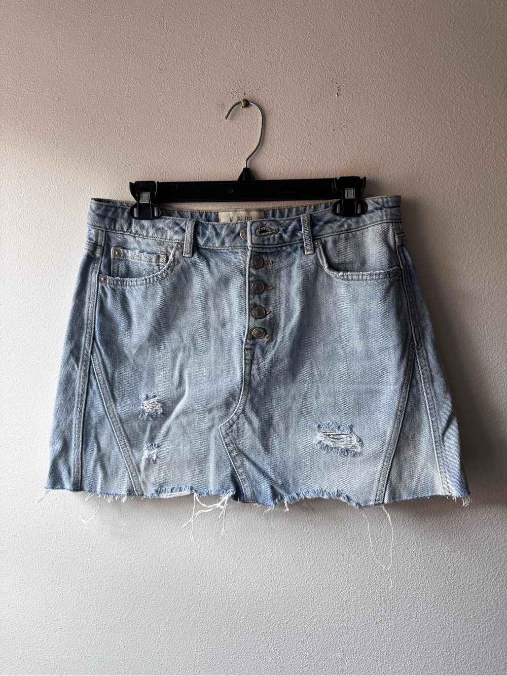 We the Free Light Blue Denim Distressed Mini Skirt Size 29